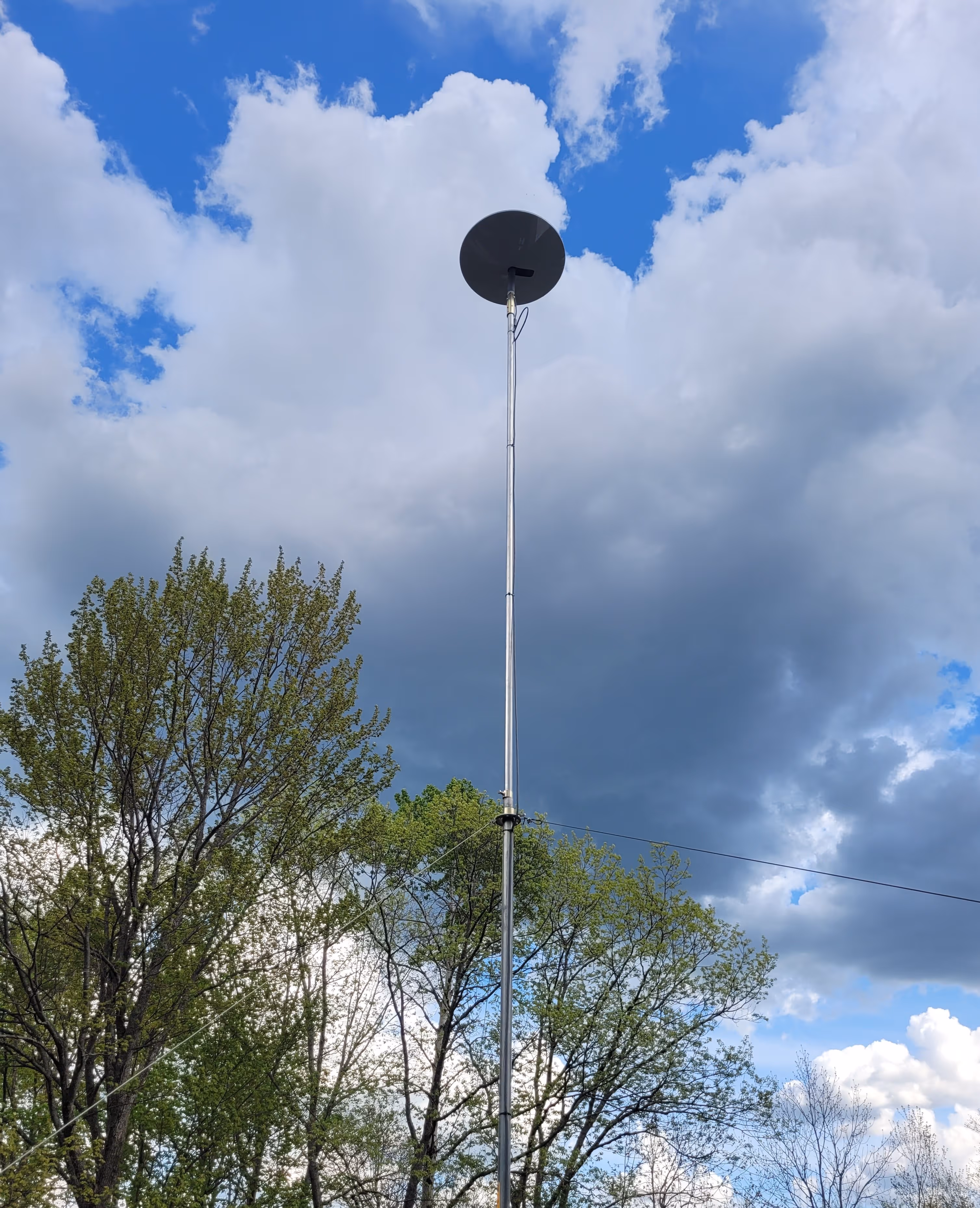 20 foot tripod and mast supported by guy wires